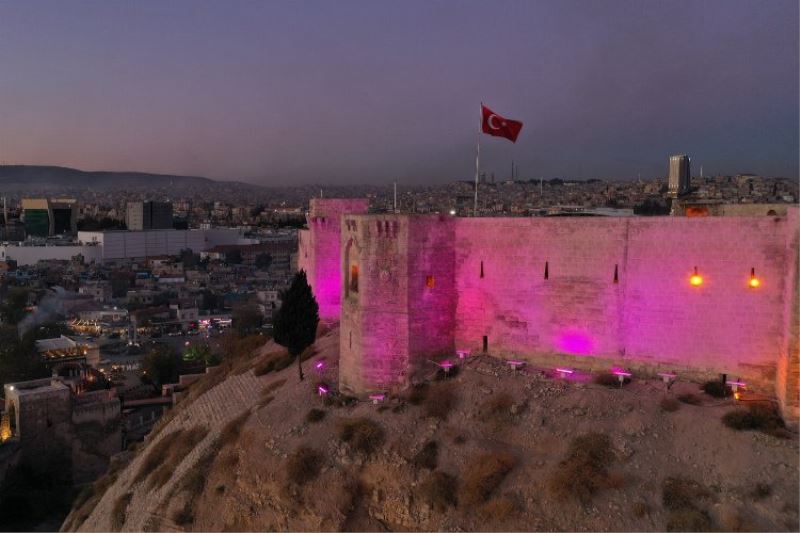 Gaziantep Kalesi farkındalık için mora büründü 