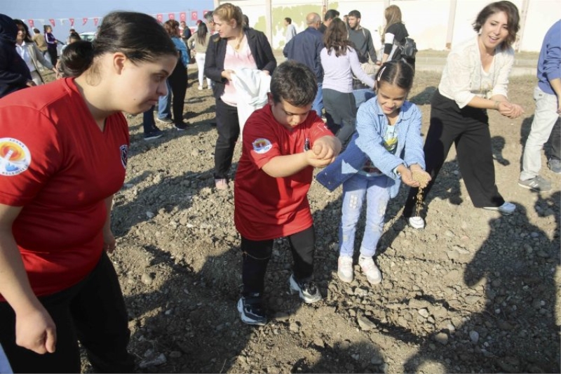 Özel gereksinimi olan çocuklar buğday tohumu ekti