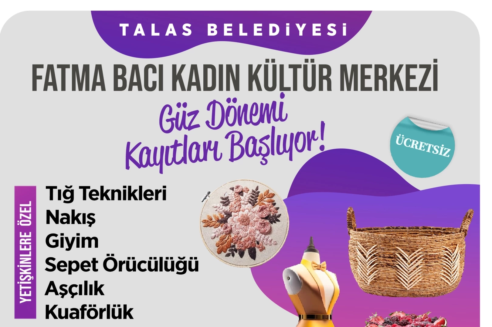 Talas’ta kadın mesleki eğitim kursları başlıyor